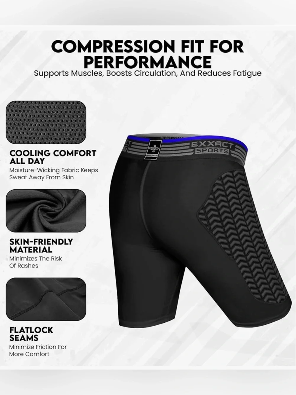 Exxact Sports Baseball Sliding Padded Compression Shorts – Black – Youth XL